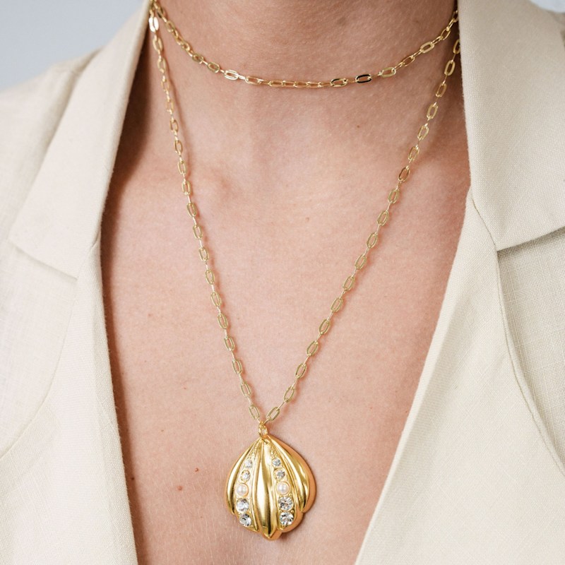 Thumbnail of Rosalia Gold Shell Necklace image