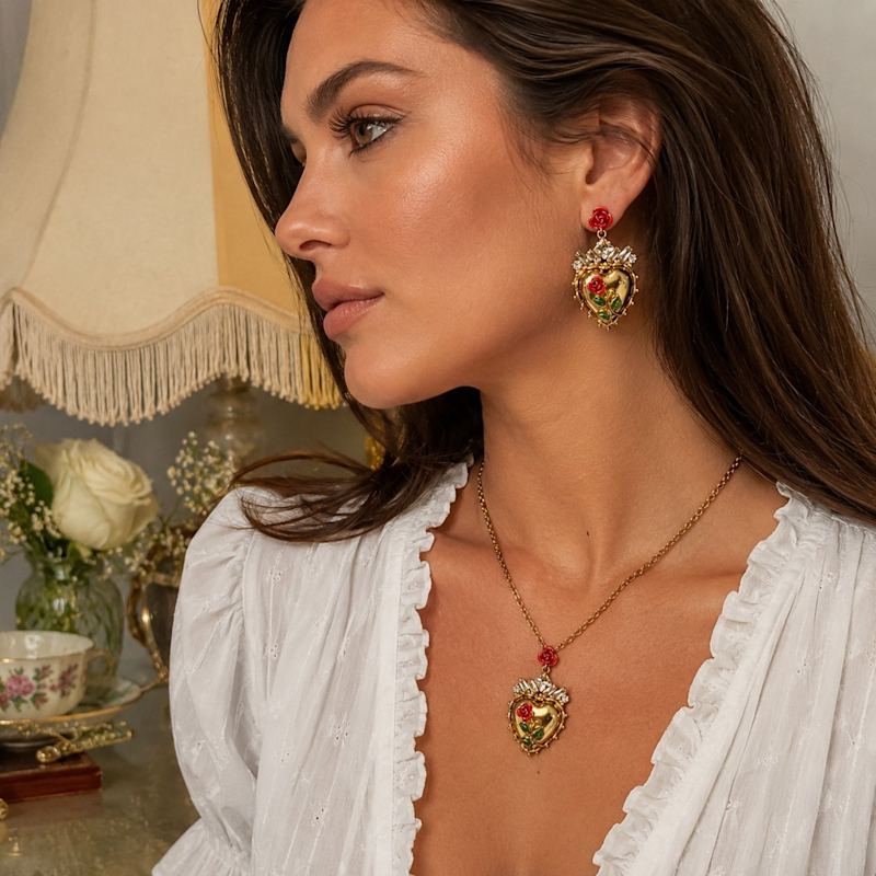 Thumbnail of Rosaria Sacred Heart Earrings image