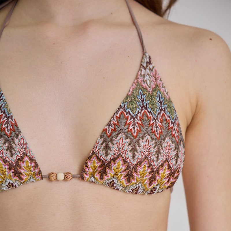 Thumbnail of Rose Blush Triangle Broderie Bikini With Tessels image