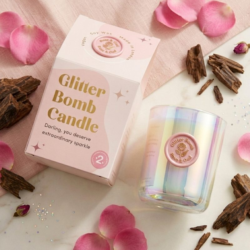 Thumbnail of Rose Galaxy - Glitter Bomb™ Luxury Gift Soy Candle In Rose & Oud image