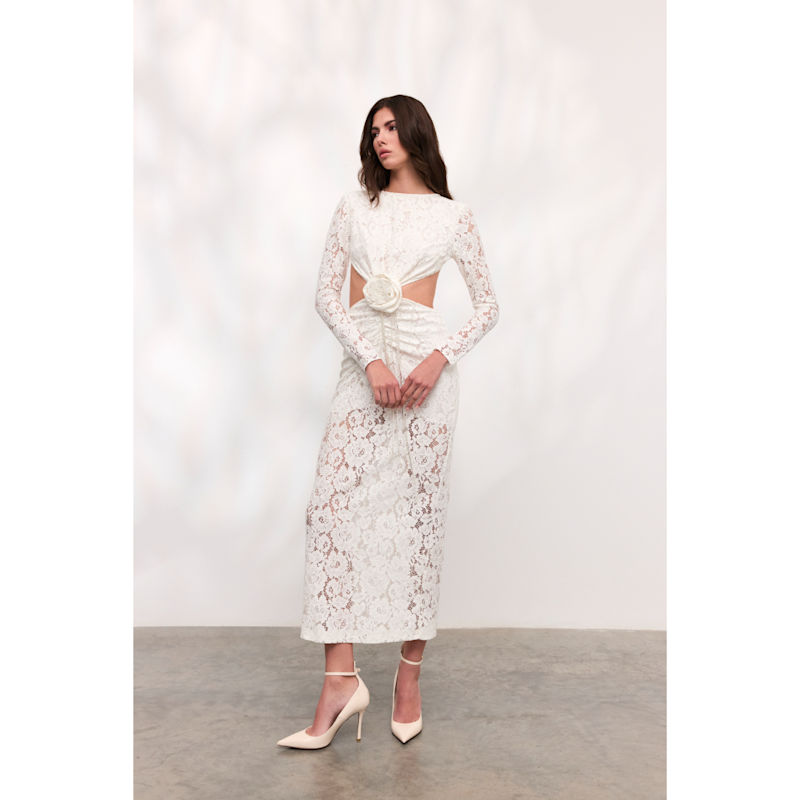 Thumbnail of Rose Midi White Lace Dress image