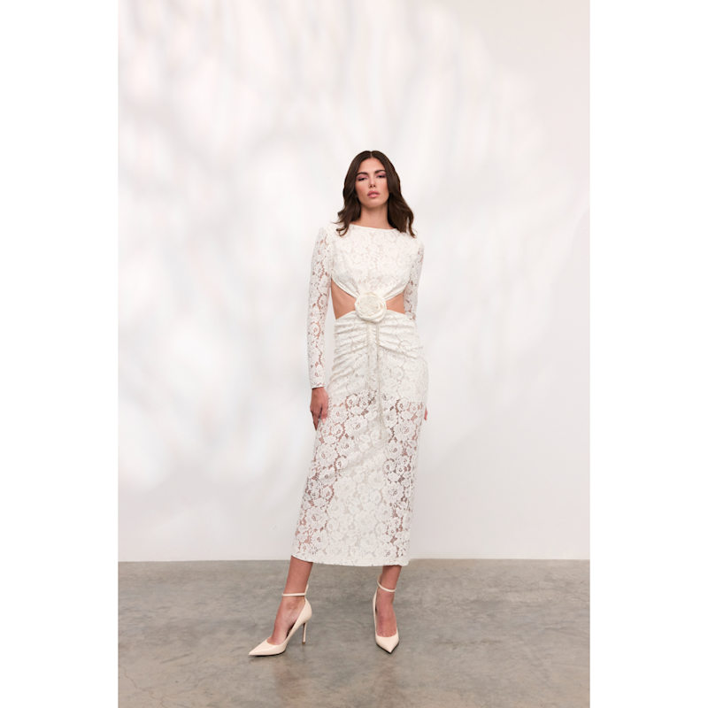 Thumbnail of Rose Midi White Lace Dress image