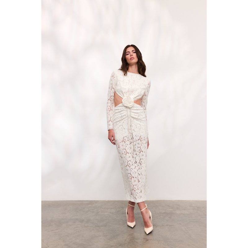 Thumbnail of Rose Midi White Lace Dress image