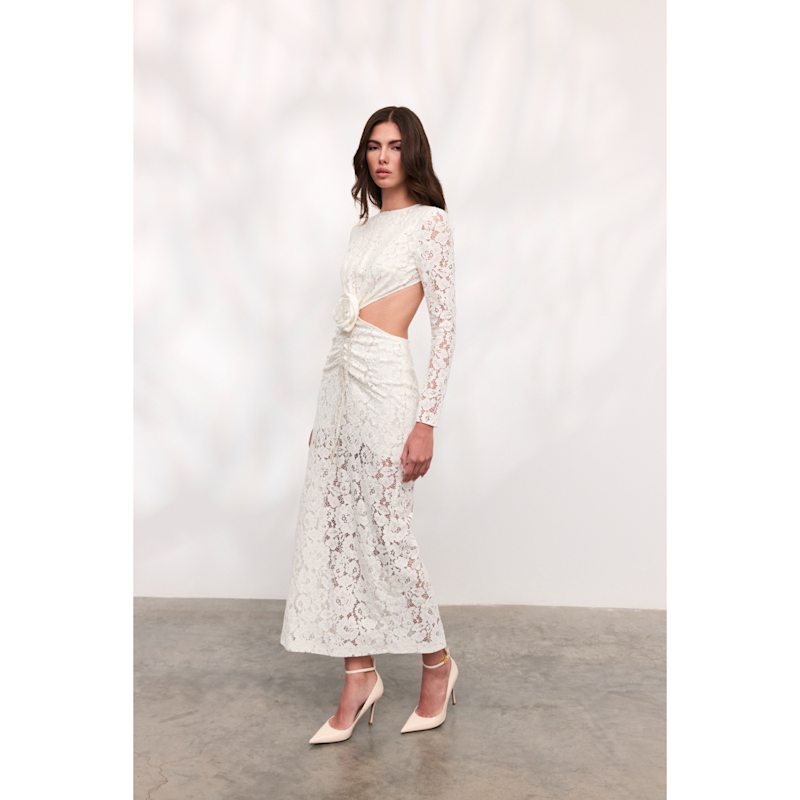 Thumbnail of Rose Midi White Lace Dress image