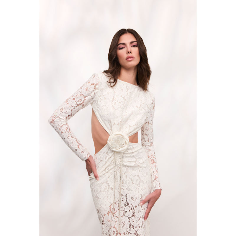 Thumbnail of Rose Midi White Lace Dress image