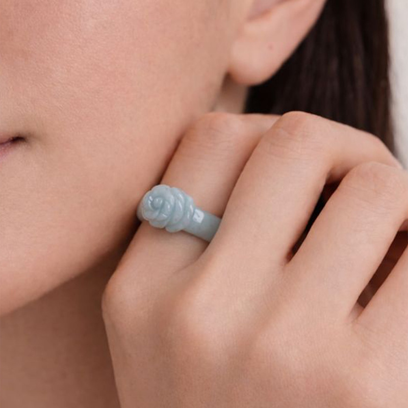 Thumbnail of Rose Off White Jade Ring image