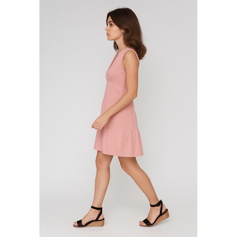 jersey dress knee length Rose Sleeveless V-Neck – Loose Fit, Knee-Length Black dress