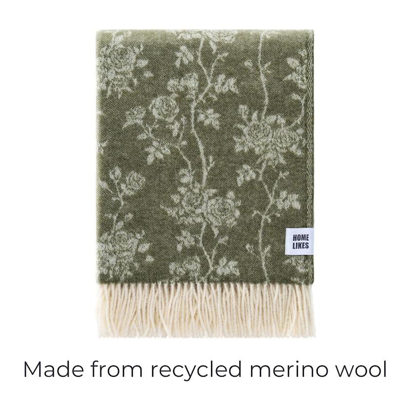 Thumbnail of Green Rose Wool Throw image