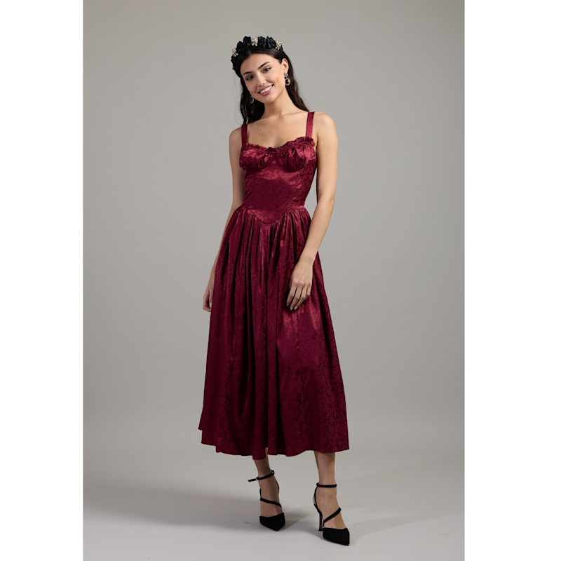 Rouge Corset Midi Dress | HASANOVA | Wolf & Badger