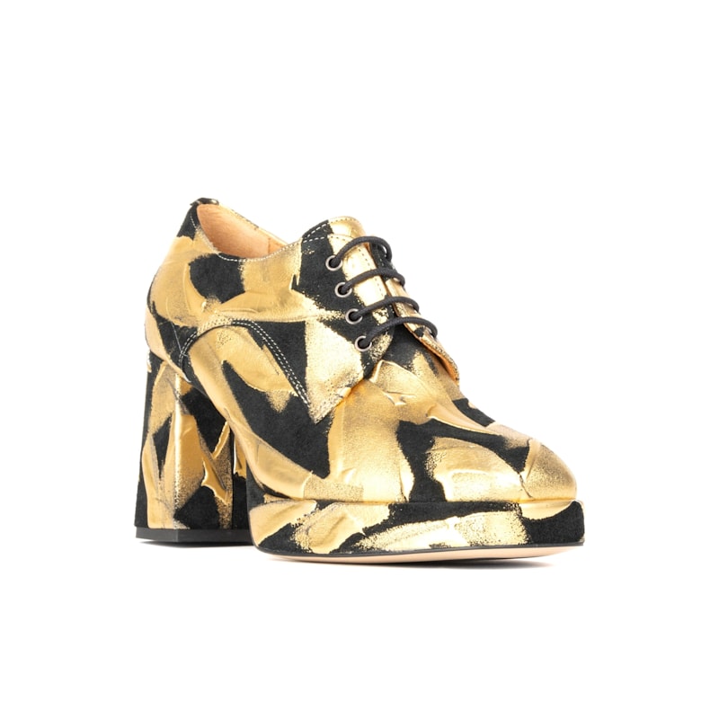 Thumbnail of Roulette Platform - Gold & Black - Womens Designer Heels image