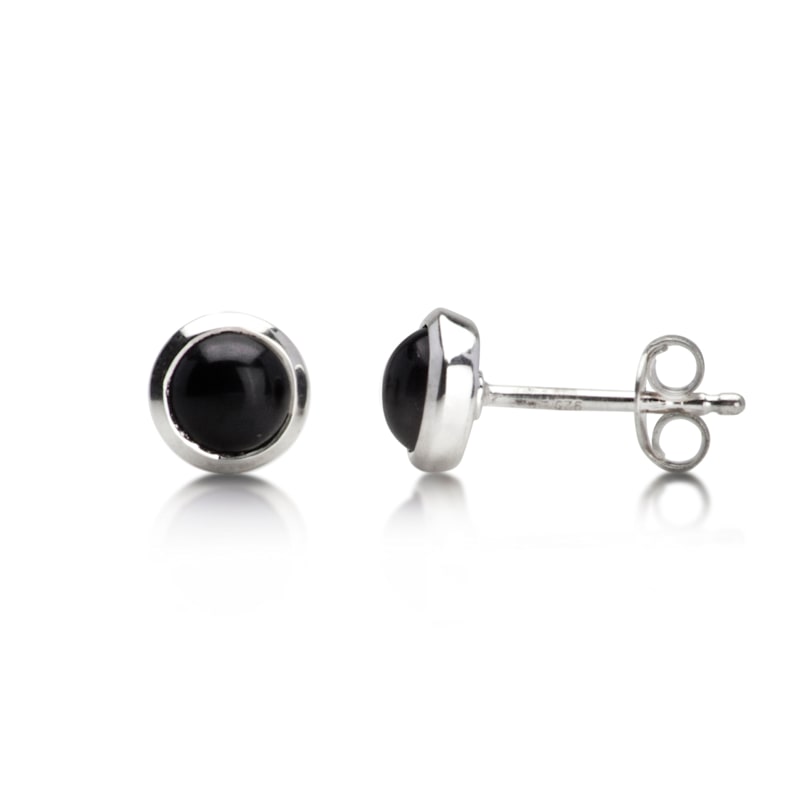 Thumbnail of Round Black Onyx Studs In Sterling Silver image