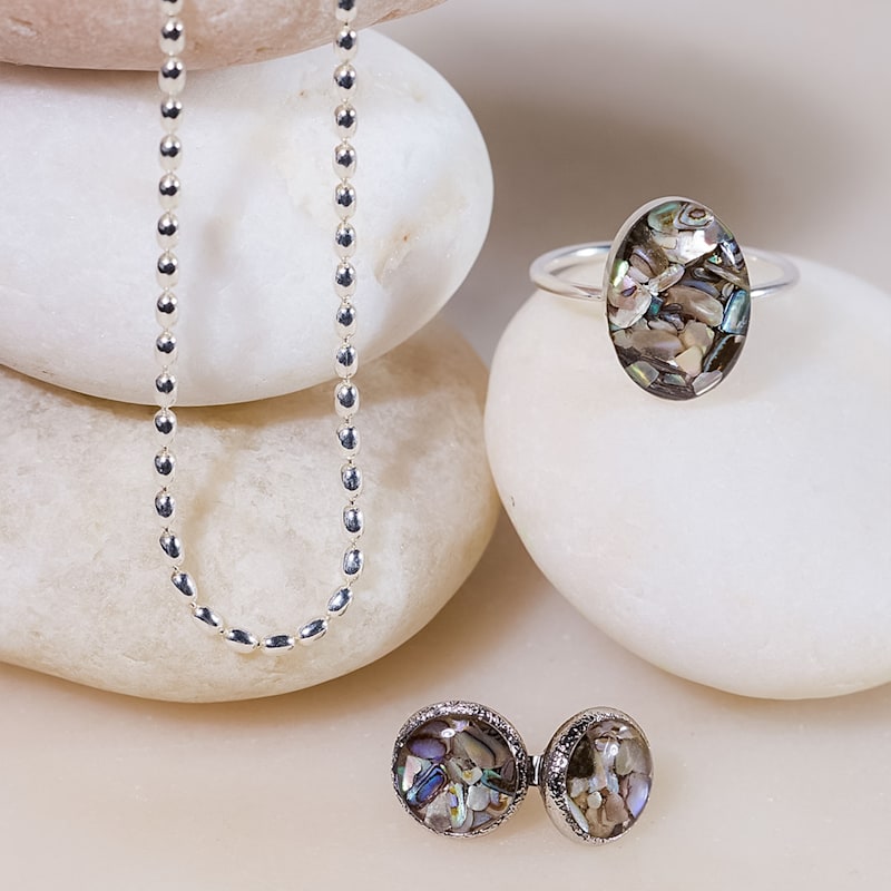 Thumbnail of Sterling Silver Oval Bead Chain Necklace image