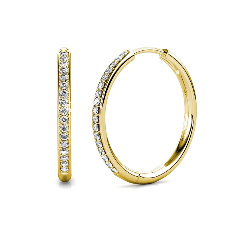Thumbnail of Round Gold Plated Hoop Earrings With Certified Austrian Crystals image