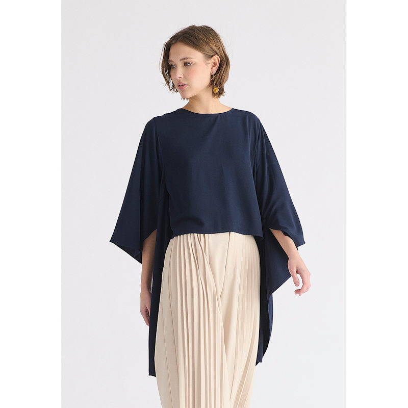 Thumbnail of Round Neck Cape Top In Navy image