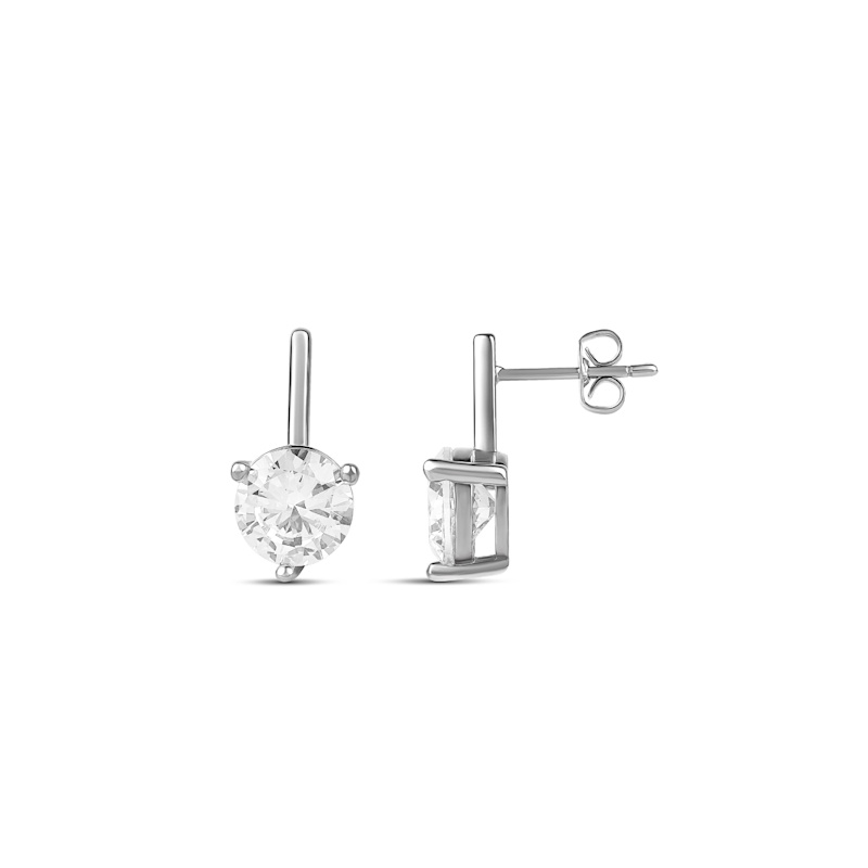 Thumbnail of Round Shape Bar Drop Earrings - Silver image