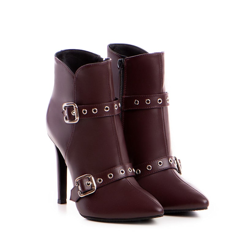 Thumbnail of Roux Marsala Leather Ankle Boots image