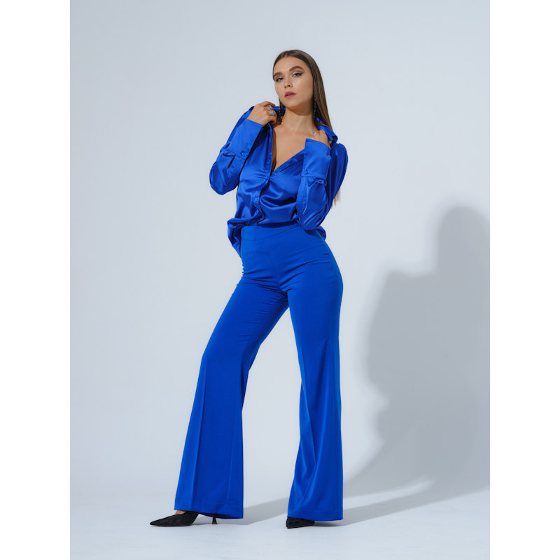 Thumbnail of Royal Azure Fitted Satin Shirt image