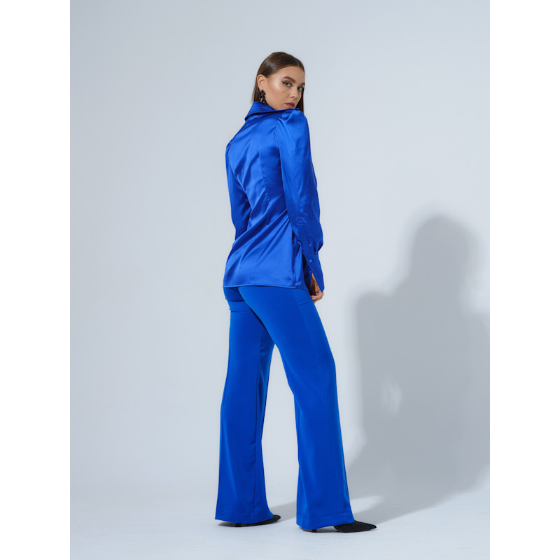 Thumbnail of Royal Azure Fitted Satin Shirt image