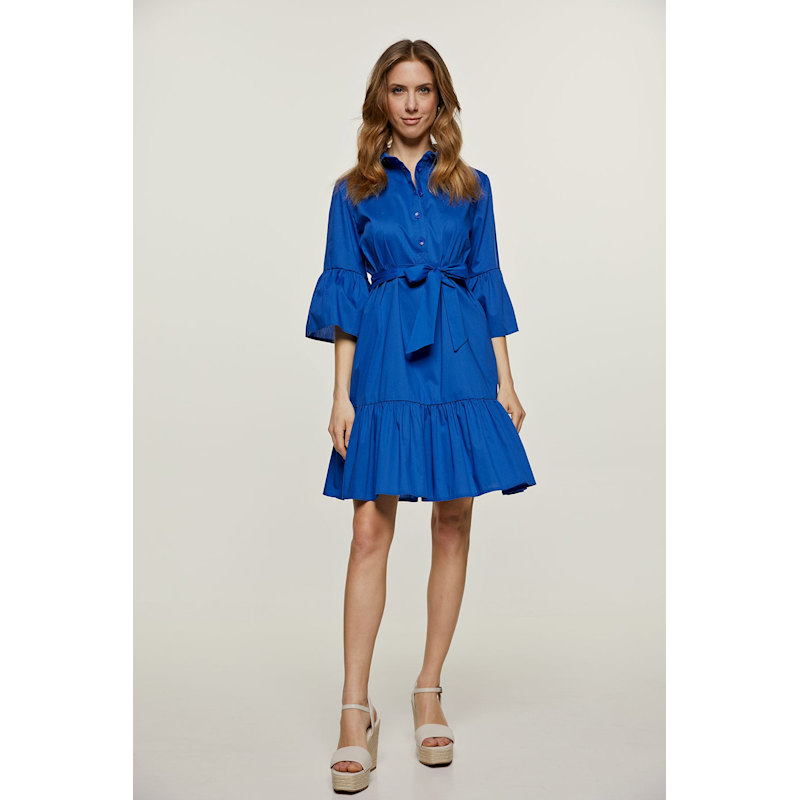 Thumbnail of Royal Blue Bell Sleeve Dress With Ruffle Hem image
