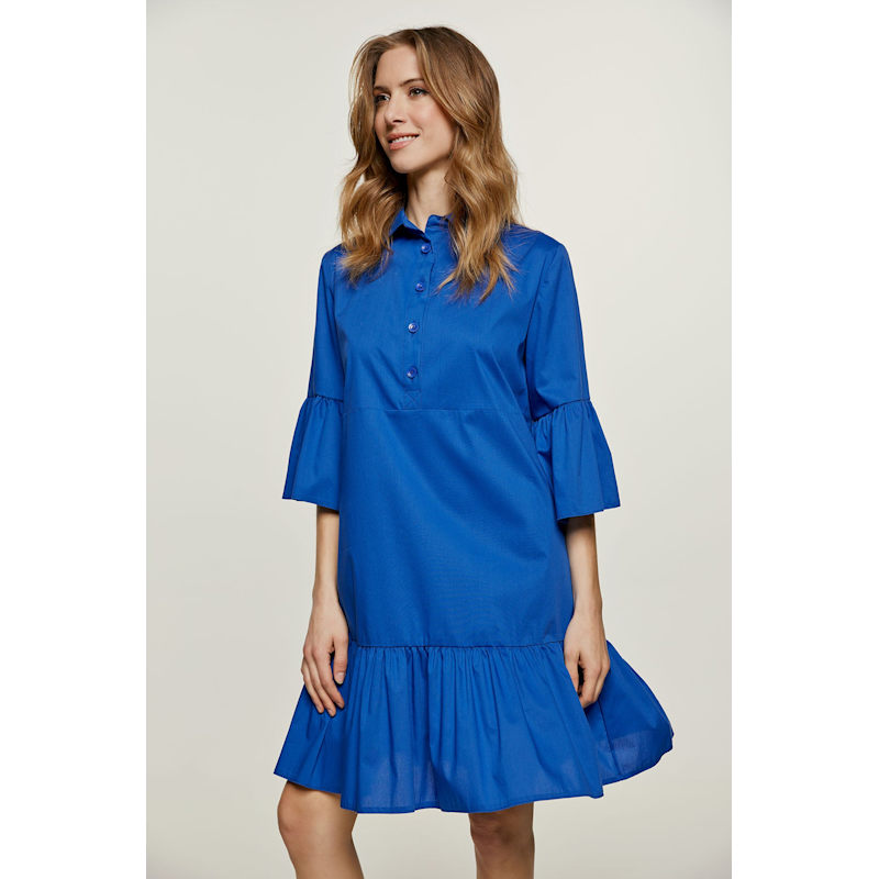 Thumbnail of Royal Blue Bell Sleeve Dress With Ruffle Hem image