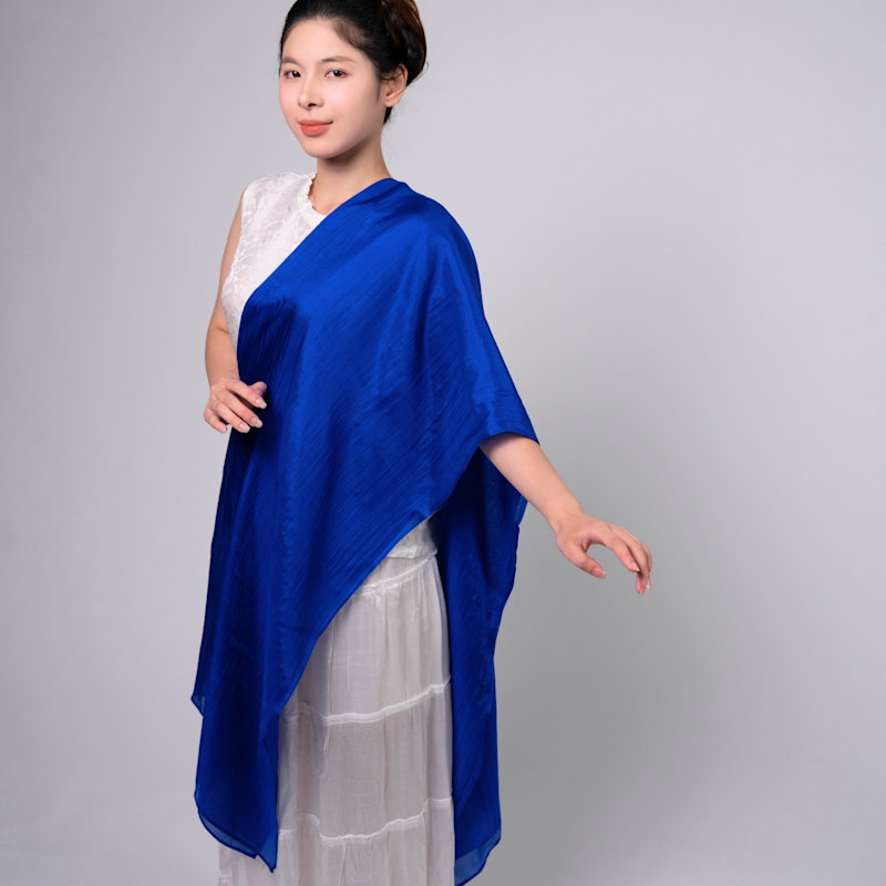 Thumbnail of Royal Blue Silk Scarf – Hand-Dyed Mulberry Silk, Eid & Evening Wrap image