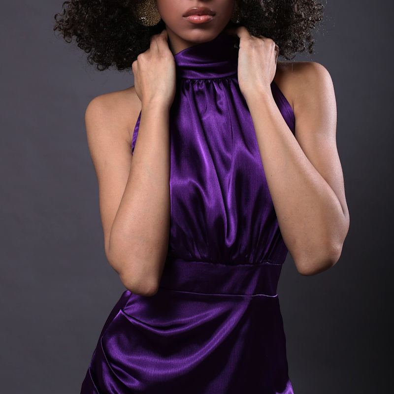 Royal Purple, Halter Neck Dress Tuva Collection Wolf Badger