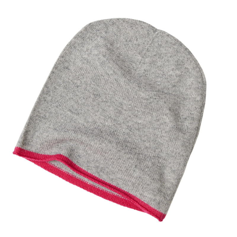 Thumbnail of Cashmere Grey & Pink Beanie Hat image