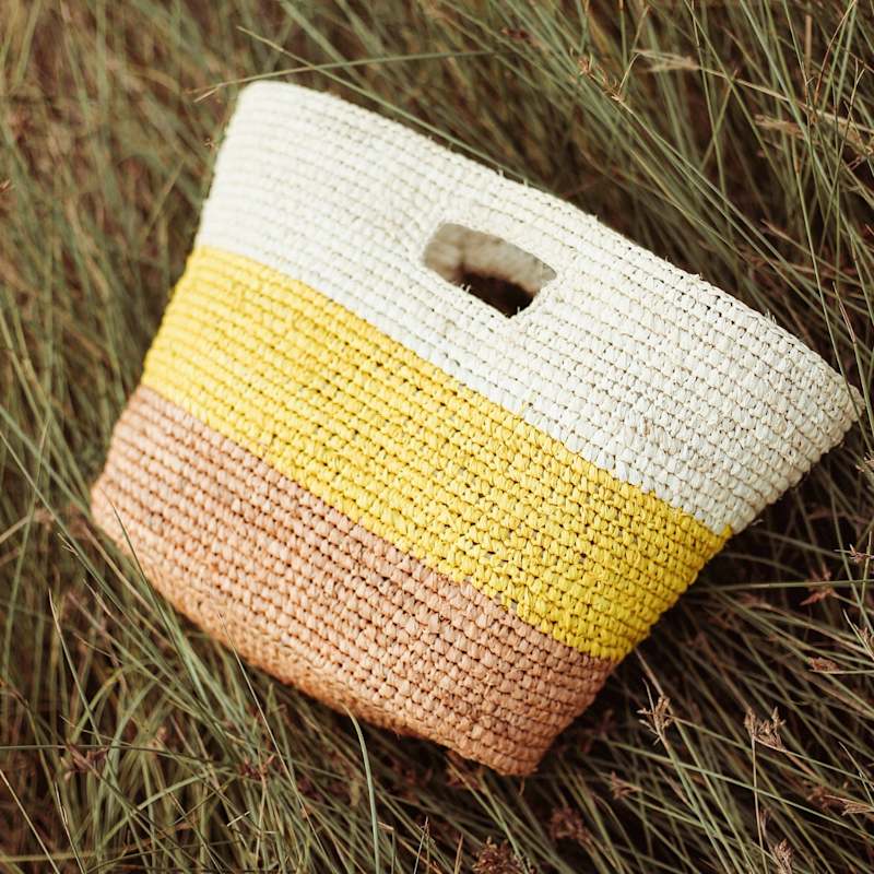 Thumbnail of Sayan Raffia Tote Bag In Yellow & Beige image