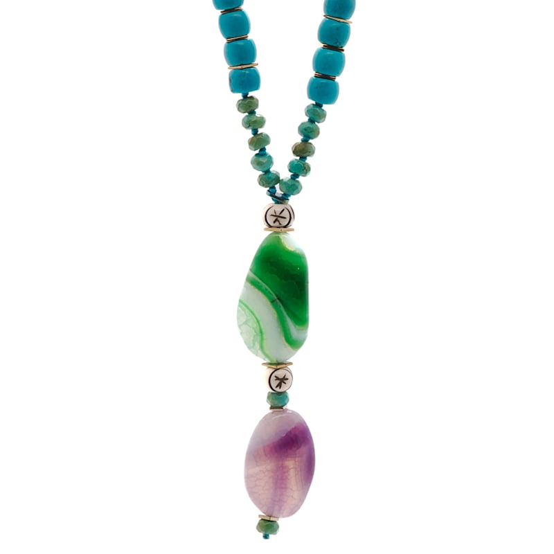 Thumbnail of Turquoise Gemstone Beaded Long Necklace - Turquoise image