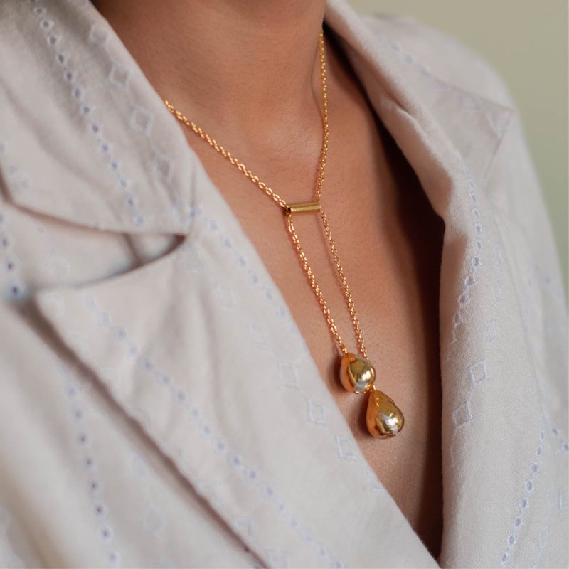 Gold Boond Pendant With Baroque Pearls | Dhwani Bansal | Wolf & Badger