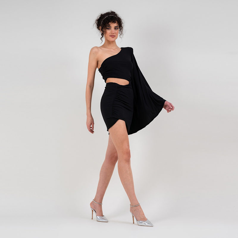 green emerald velvet dress Lukea Long Sleeve Mini Dress | Black | Womens