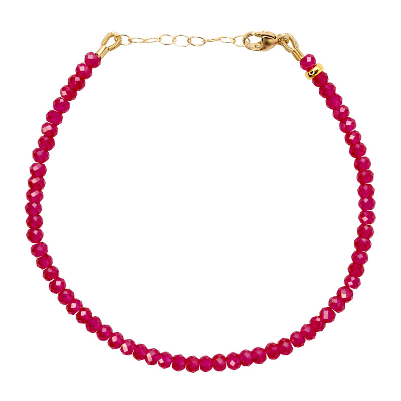 Thumbnail of Birthstone July Ruby Gold Bead Bracelet image
