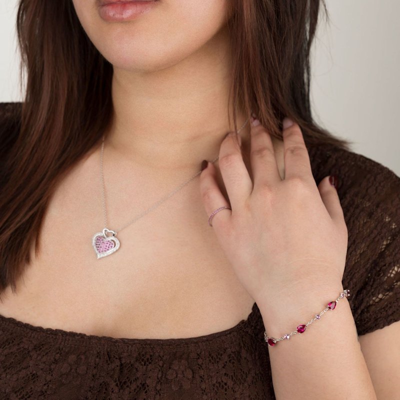 Thumbnail of Ruby Pavé Heart Pendant Necklace image