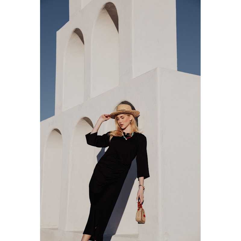 Thumbnail of Ruched Cotton T-Shirt Dress - Black image