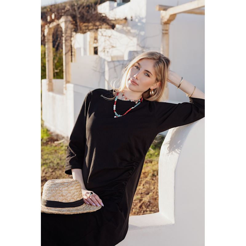 Thumbnail of Ruched Cotton T-Shirt Dress - Black image