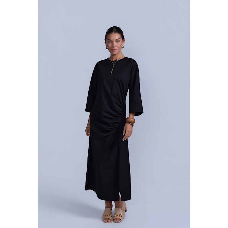 Thumbnail of Ruched Cotton T-Shirt Dress - Black image