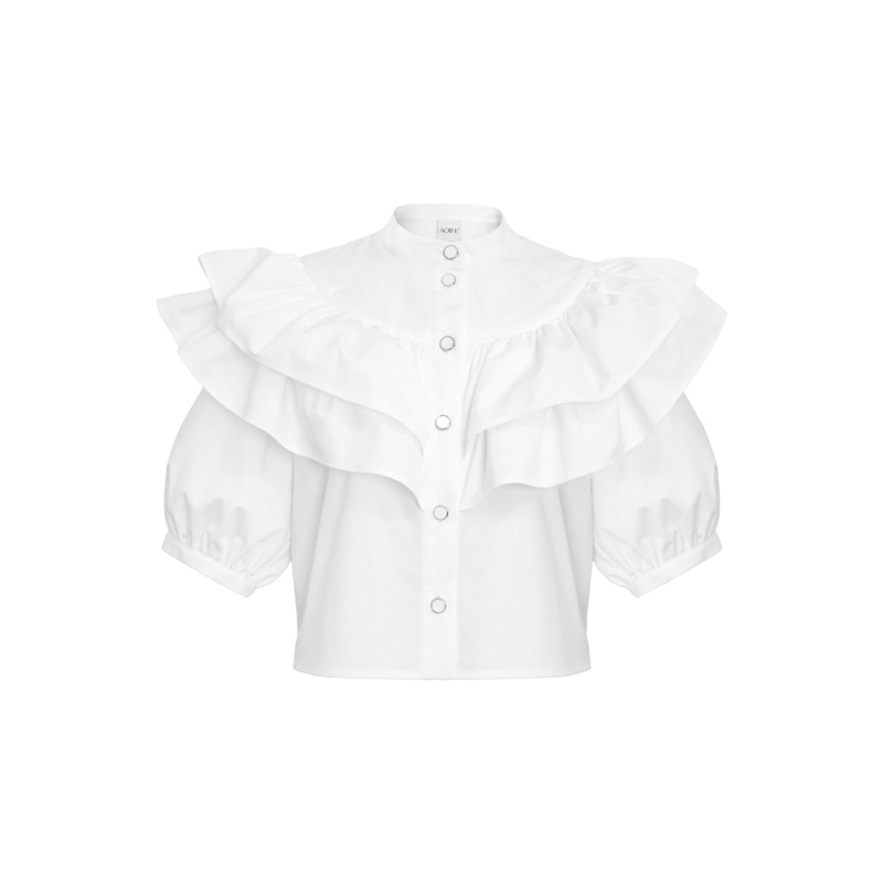 Thumbnail of Ruched Layered Cotton Twill Blouse image