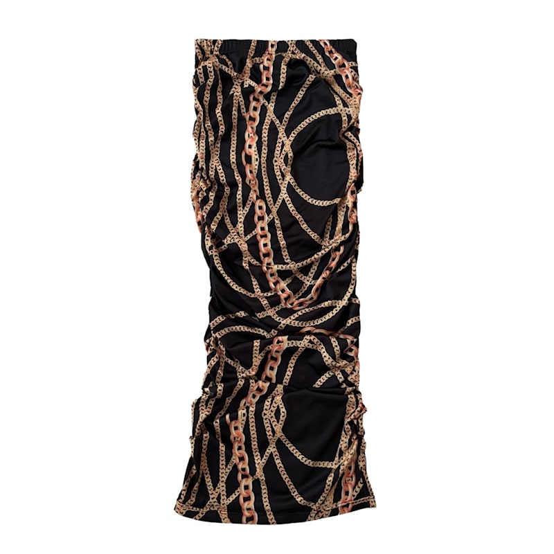 Thumbnail of Ruched Skirt - Black-Gold Chains image