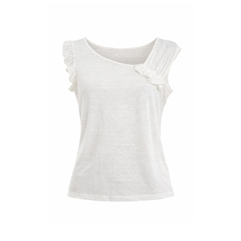 Ruffle-Trim Cap Sleeve Cotton Top | Conquista | Wolf & Badger