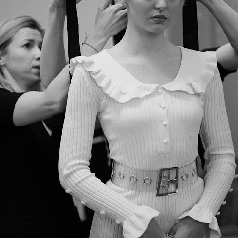 Thumbnail of Ruffled Detailed Knitted Dress Off-White image