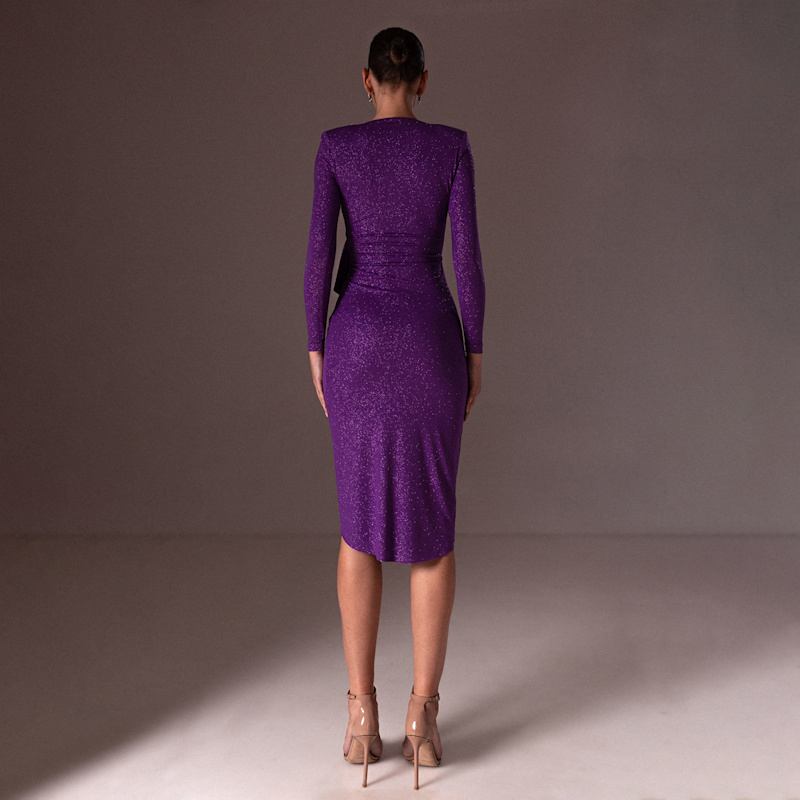 Thumbnail of Ruffled Midi Dress Purple image