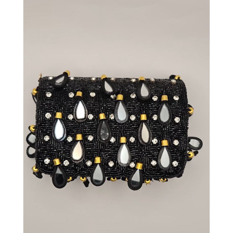 Thumbnail of Maya Black Beaded Statement Clutch image