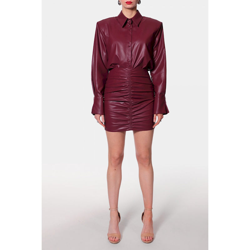 Thumbnail of Ruth Burgundy Wine Vegan Leather Mini Skirt image