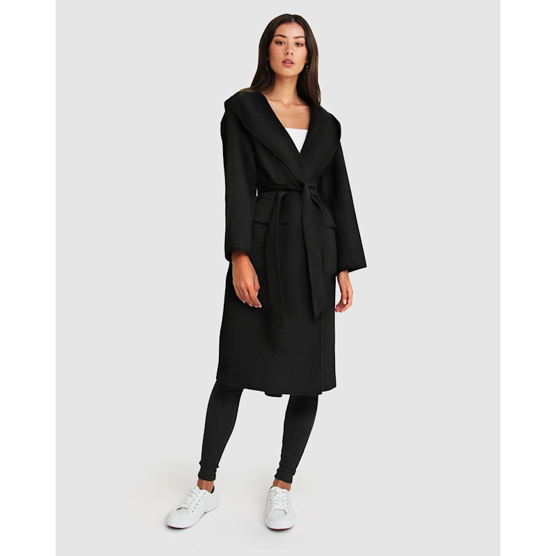 Thumbnail of Runaway Wool Blend Robe Coat - Black image