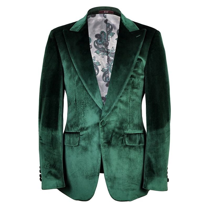 slim fit dress slacks High-End Bright Green Velvet Suit Waist Pleate Jacket Dress main image 1
