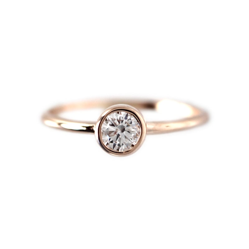 Rose Gold Diamond Bezel Setting Engagement Ring VicStoneNYC Fine