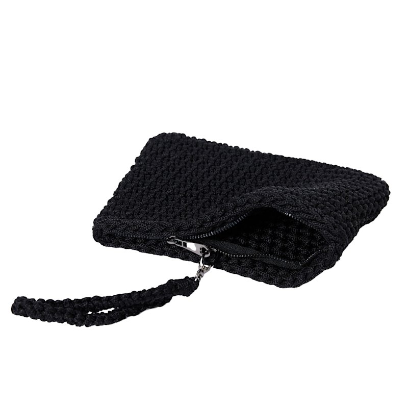 Thumbnail of Crete Handmade Crochet Clutch Bag In Black image