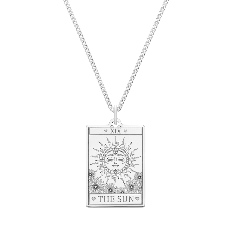 Thumbnail of Small Sterling Silver “The Sun” Tarot Card Necklace image