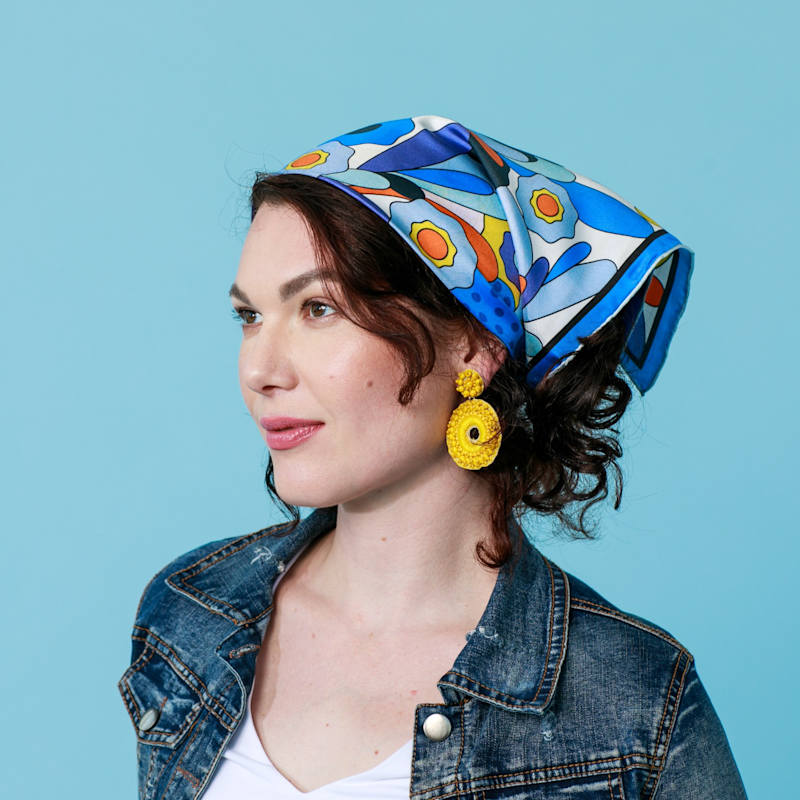 Thumbnail of Double Sided Silk Bandana Of Ocean Imagination image