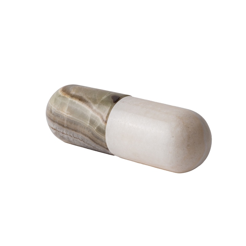 Thumbnail of Pill Sculpture In White Marble & Green Onyx image